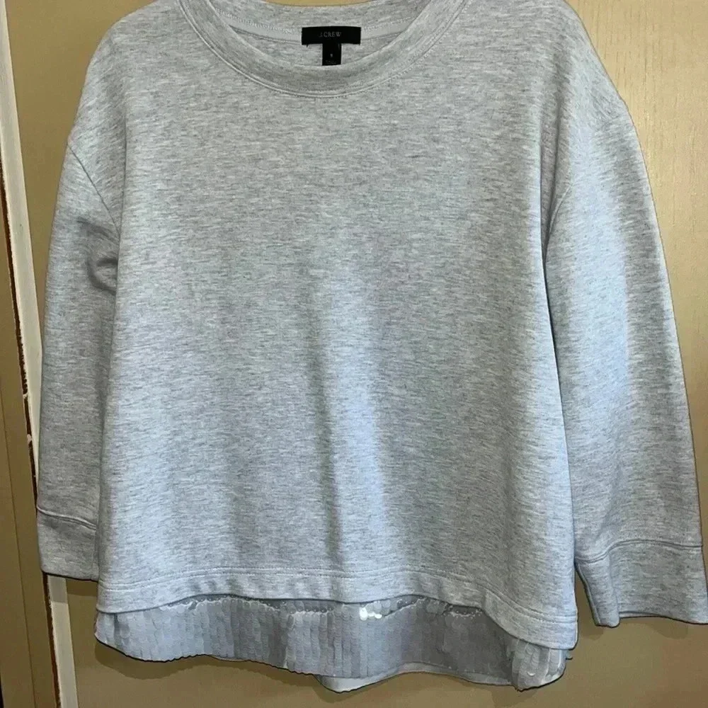 J. CREW crewneck gray sequin hem size small